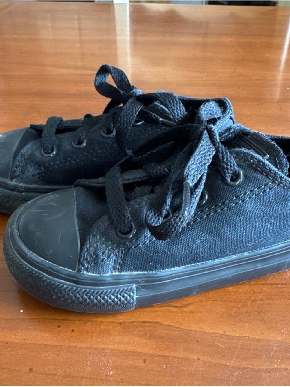 Converse All Stars Kids Black Canvas Lace-Up Sneakers